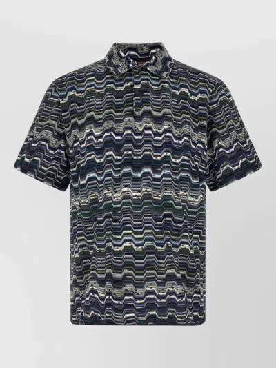 Missoni Chevron Knit Polo Shirt Short Sleeves In Multi
