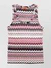 Missoni Chevron Knit Scoop Neck Sleeveless Top In Pink