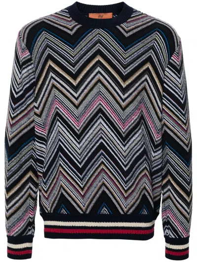 Missoni 'zig Zag' Crew Neck Sweater In Black