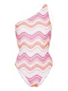 Missoni Microshaded Zig-zag One-piece Swimsuit In Pink & Purple