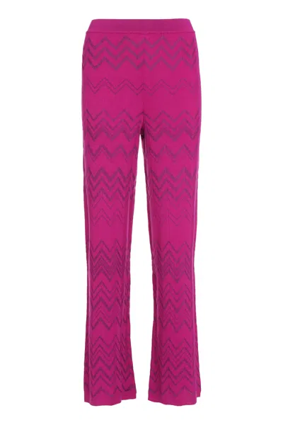Missoni Chevron Knitted Palazzo Trousers In Purple