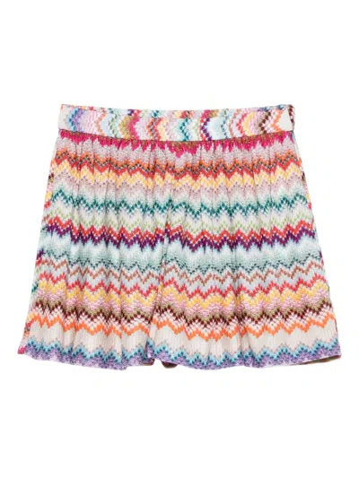 Missoni Viscose Lame Shorts With Pixelated Zigzag Motif Multicolour