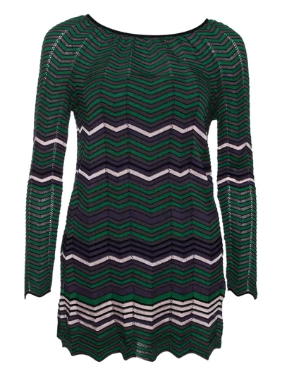 Pre-owned Missoni Chevron Knitted Top In Green