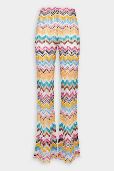 Missoni Chevron Knitted Trousers In Multicolor In White
