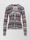 Missoni Womens Multicolor Tones Chevron V-neck Knit Cardigan In Gray