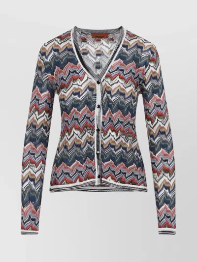 MISSONI CHEVRON KNITWEAR CARDIGAN LUREX DETAILING