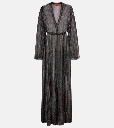 Missoni Chevron Lamé Cardigan In Black