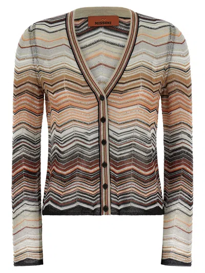 Missoni Chevron Lamé Cardigan In Multi
