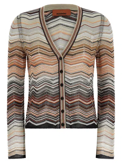 Missoni Chevron Lamé Cardigan In Multi