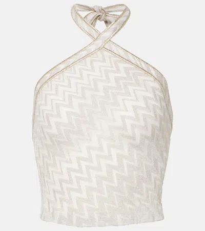 Missoni Chevron Lamé Crop Top In White