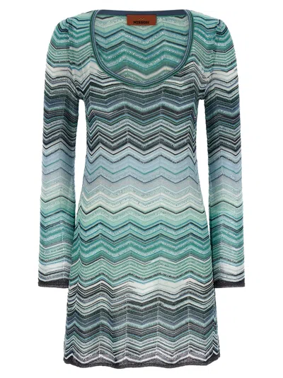 Missoni Chevron Lamé Dress Dresses Green