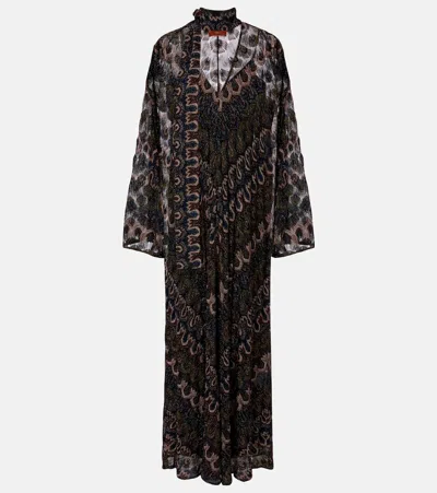 Missoni Chevron Lamé Maxi Dress In Blue