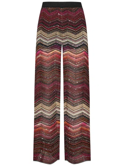 Missoni Chevron Lamé Palazzo Trousers With Embroidered Sequins