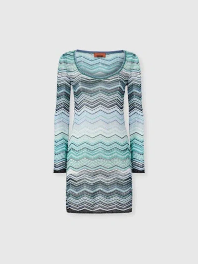 Missoni Green Chevron Lam Dress In Multi