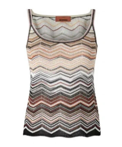 Missoni Chevron Lame Viscose Sleeveless Crewneck Top With Sequins In Multi