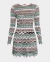 Missoni Mini Dress In English Rib Knit With Flame Pattern In Multi