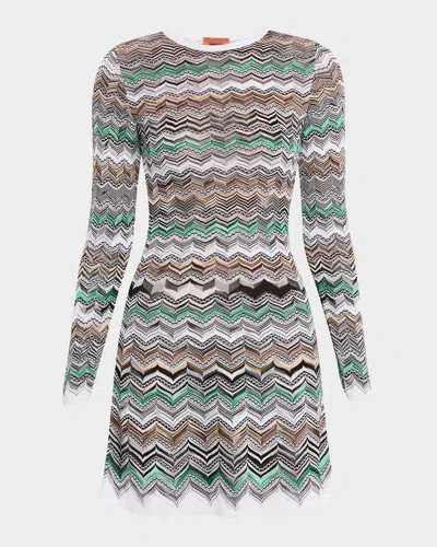 MISSONI CHEVRON LONG-SLEEVE MINI DRESS