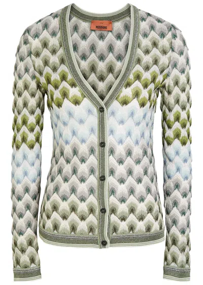 Missoni Chevron Metallic-knit Cardigan In Multi