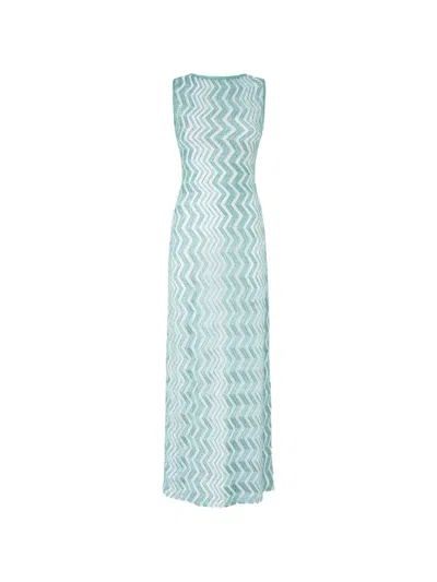 Missoni Chevron Midi Beach Dress In Green
