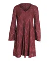Missoni Chevron Mini Dress In Burgundy Rayon In Multi