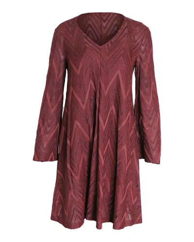 Missoni Chevron Mini Dress In Burgundy Rayon In Multi
