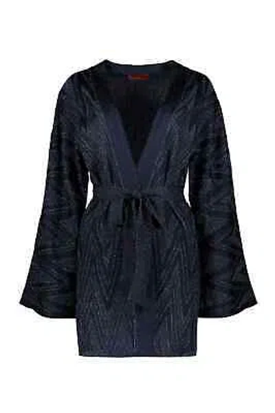 Pre-owned Missoni Chevron Motif Cardigan In Blue