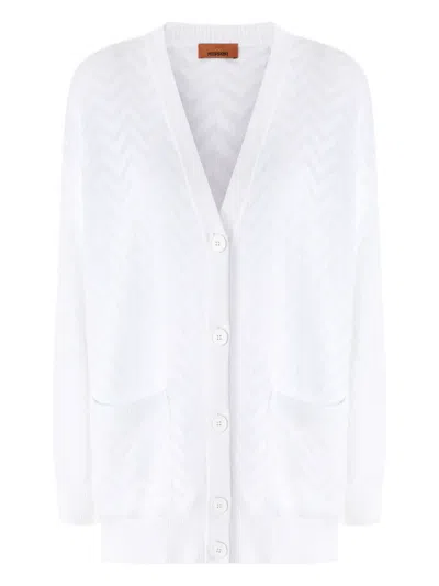 Missoni Chevron-motif Cardigan In White