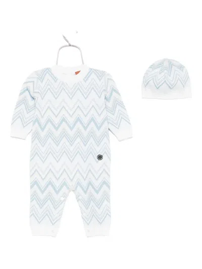 Missoni Chevron-pattern Babygrow Set In Blue