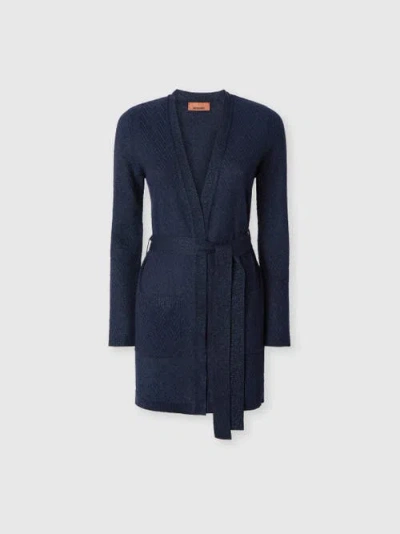 MISSONI MISSONI CHEVRON PATTERN BELTED CARDIGAN