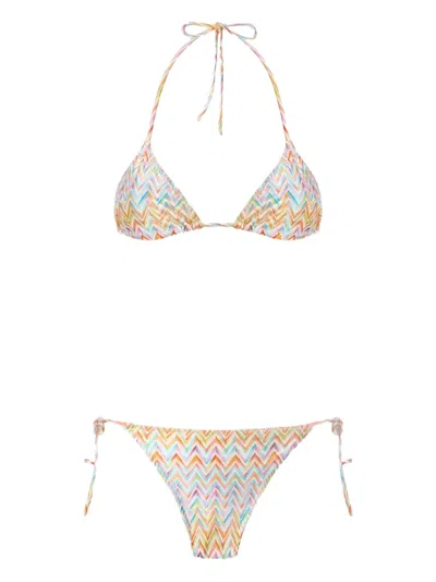 Missoni Chevron-pattern Bikini In Brown