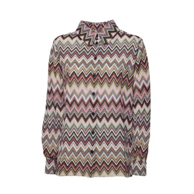 Missoni Chevron Pattern Blouse In Cotton And Viscose Blend In Multicoloured