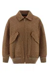 Missoni Chevron Pattern Bomber Jacket Puffer Jackets Beige In Brown