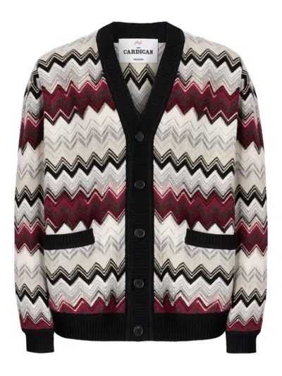 Missoni Chevron-pattern Button Cardigan In White