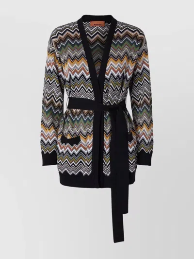 MISSONI CHEVRON PATTERN CARDIGAN BELTED WAIST