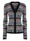Missoni Slim Buttoned Cardigan With Flame Chevron Pattern In Black
