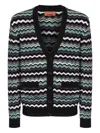 Missoni Cardigan In Wool-cotton Blend With Zigzag In Multi