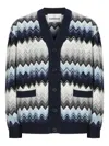 Missoni Cardigan Aus Wolle Und Baumwolle Mit Zickzackmuster In Blue