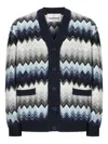 Missoni Cardigan Aus Wolle Und Baumwolle Mit Zickzackmuster In Blue