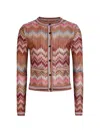 Missoni Cardigan In Viscosa Chevron Motivo Snake Con Tasche Applicate In Multi