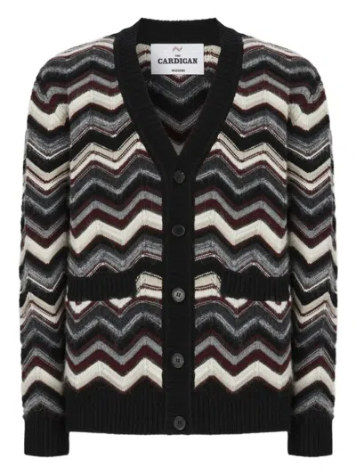 Missoni Chevron Pattern V-neck Cardigan Pockets In Multi