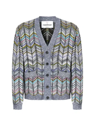 Missoni Cotton Chevron Cardigan With Pockets In Multi