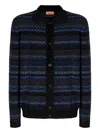 Missoni Mens Chevron Relaxed-fit Knitted Cardigan Blue And Black Tones In Multi