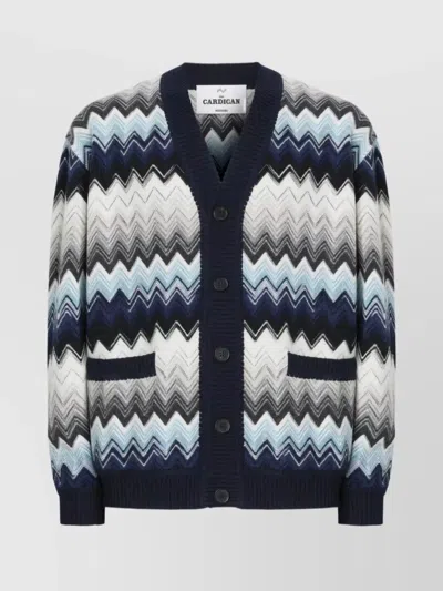 MISSONI CHEVRON PATTERN CARDIGAN POCKETS