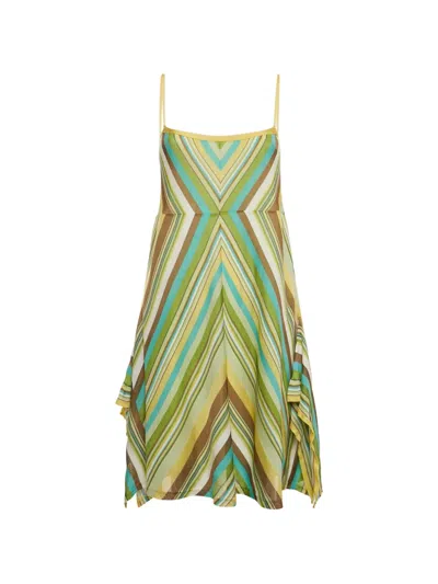 Pre-owned Missoni Chevron-pattern Dress In Yellow