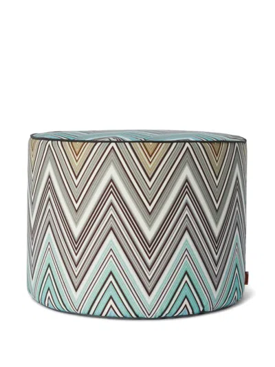 Missoni Chevron-pattern Footstool (40cm X 30cm) In Brown