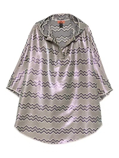 Missoni Chevron-pattern Hood Cape In Gray