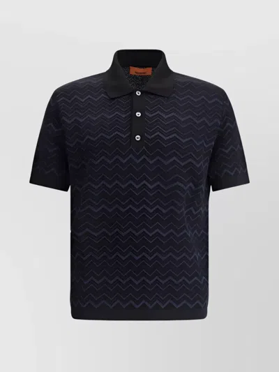 MISSONI CHEVRON PATTERN KNIT POLO