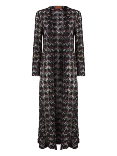 Missoni Chevron-pattern Knitted Cardigan In Black