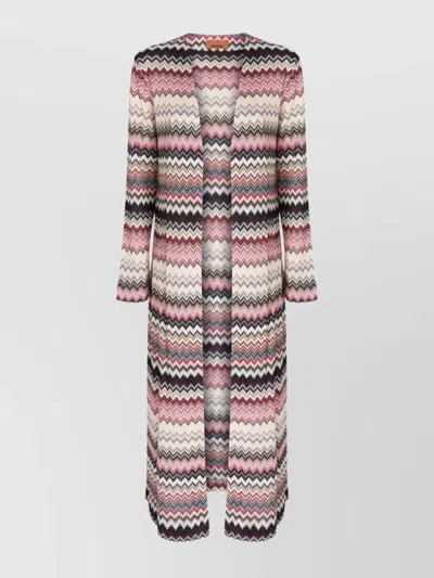 Missoni Chevron Pattern Long Length Cardigan In Multi