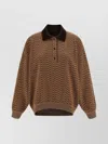 Missoni Chevron Pattern Long Sleeve Collared Sweater In Brown